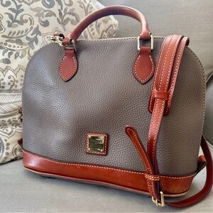 Dooney & Bourke Taupe and Chestnut Satchel